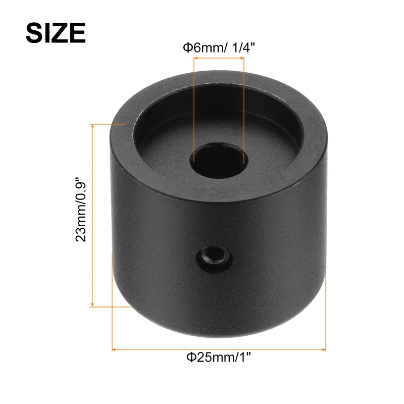 4PCS Guitar Knobs Metal Volume Tone Control Dome Knobs 1/4" x 1" Black