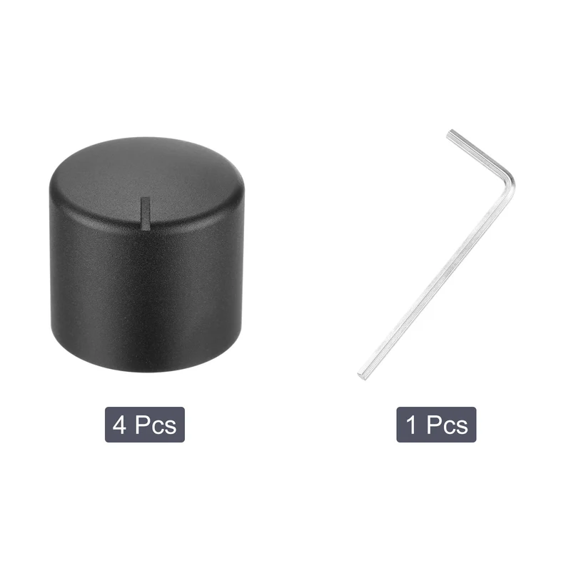 4PCS Guitar Knobs Metal Volume Tone Control Dome Knobs 1/4" x 1" Black