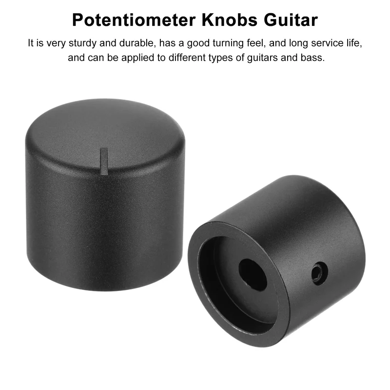 4PCS Guitar Knobs Metal Volume Tone Control Dome Knobs 1/4" x 1" Black