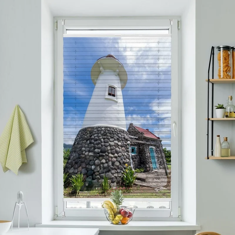 Wabenplissee Motiv 'Leuchtturm In Basco Island'