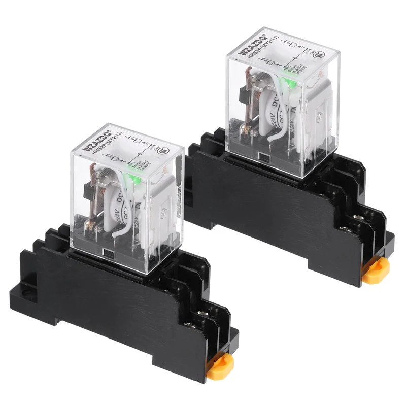 2Set DC24V Relay 8 Pin 5A DIN Rail Electromagnetic Power Relay