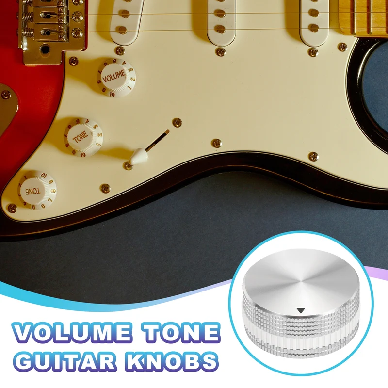 2Pcs Aluminium Potentiometer Knobs, 1/4"x0.7" w White Rubber Ring