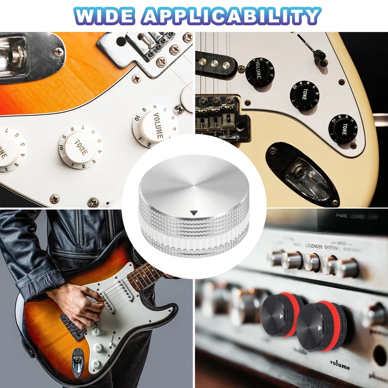 2Pcs Aluminium Potentiometer Knobs, 1/4"x0.7" w White Rubber Ring