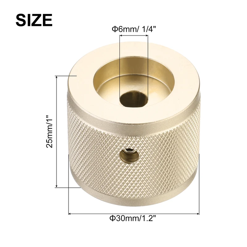 2PCS Guitar Knobs Metal, Volume Tone Control Dome Knobs 1/4" x 1.2", Gold