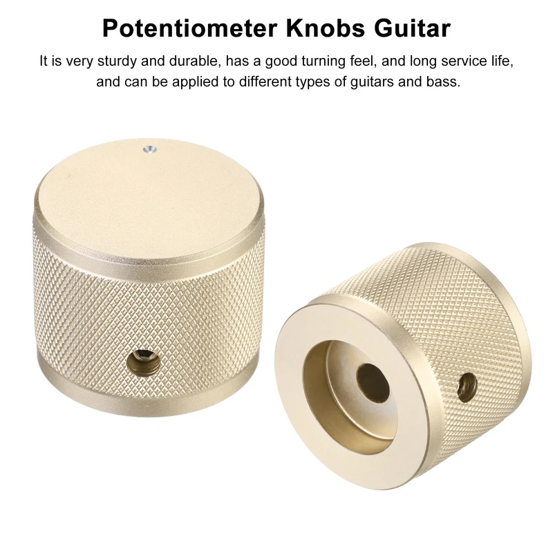 2PCS Guitar Knobs Metal, Volume Tone Control Dome Knobs 1/4" x 1.2", Gold