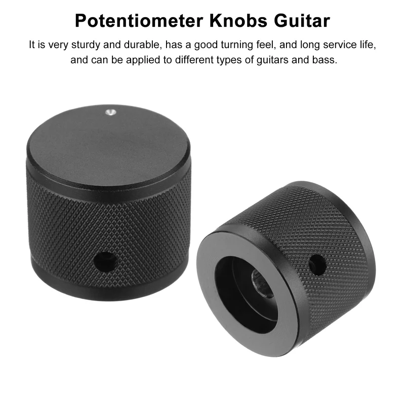 2PCS Guitar Knobs Metal, Volume Tone Control Dome Knobs 1/4" x 1.2", Black