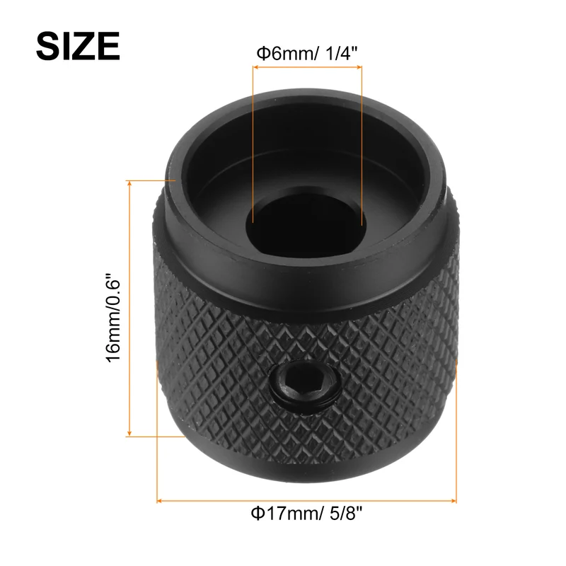 2PCS Guitar Knobs Metal Volume Tone Control Dome Knobs 1/4" x 5/8" Black