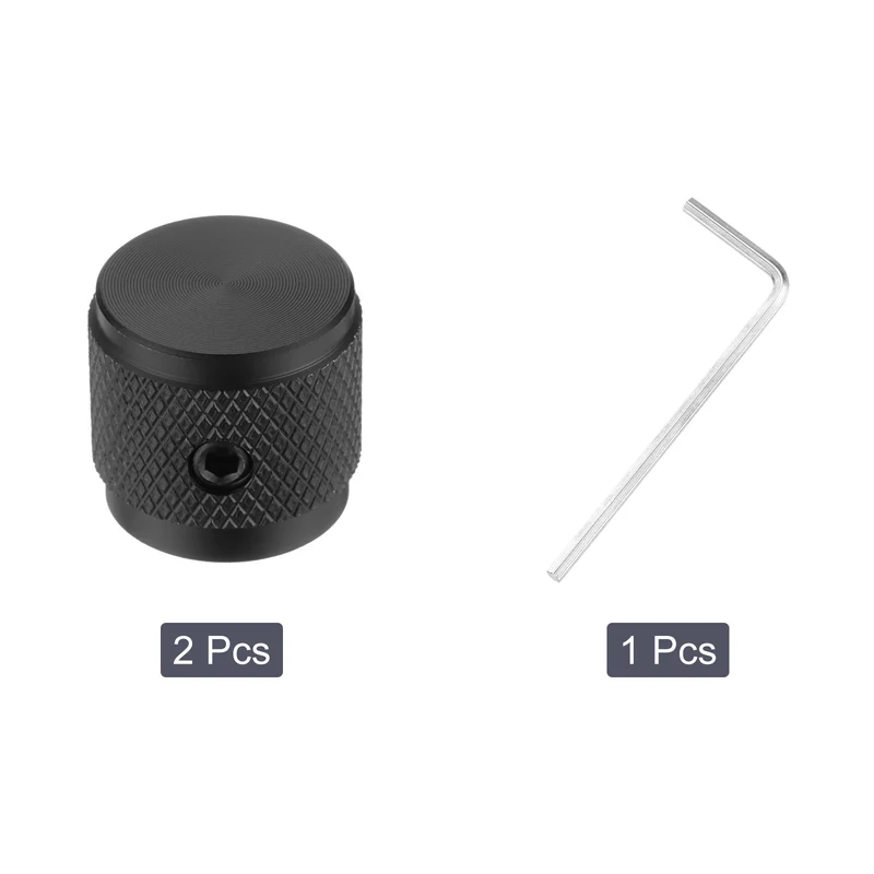 2PCS Guitar Knobs Metal Volume Tone Control Dome Knobs 1/4" x 5/8" Black
