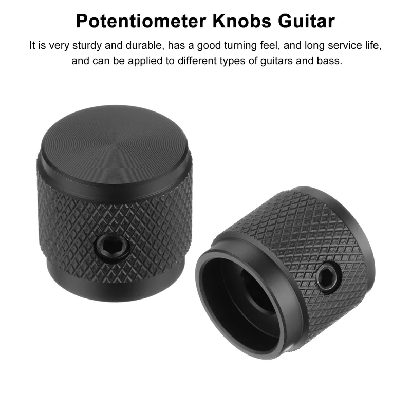 2PCS Guitar Knobs Metal Volume Tone Control Dome Knobs 1/4" x 5/8" Black
