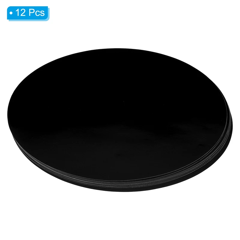 12pcs 11.4" Round Floor Sticker Spot Marker Adhesive Vinyl Line Up Sign Black