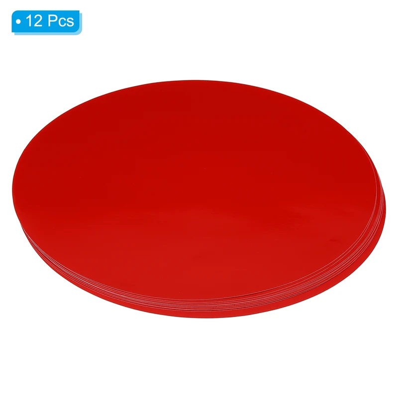 12pcs 11.4" Round Floor Sticker Spot Marker Adhesive Vinyl Line Up Sign Red