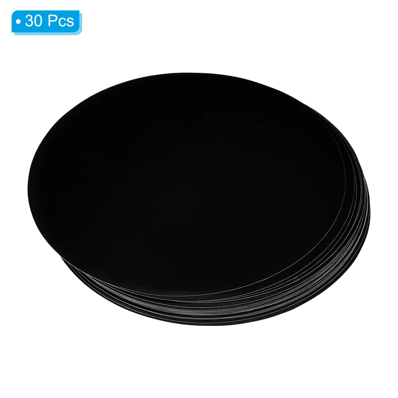 30pcs 6" Round Floor Sticker Spot Marker Adhesive Vinyl Line Up Sign Black