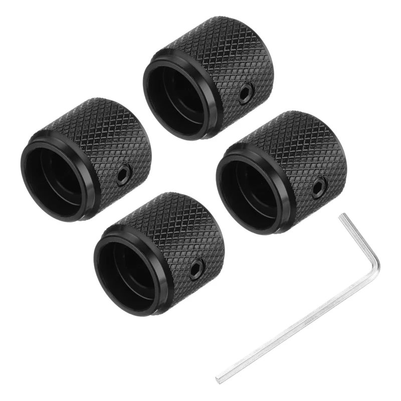 4PCS Guitar Knobs Metal Volume Tone Control Dome Knobs 1/4" x 1/2" Black