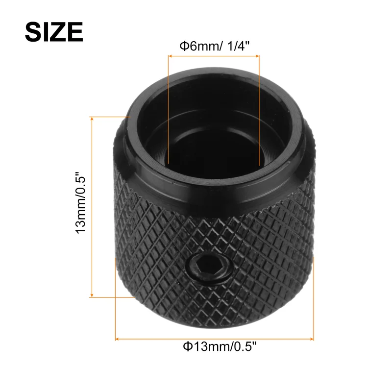 4PCS Guitar Knobs Metal Volume Tone Control Dome Knobs 1/4" x 1/2" Black
