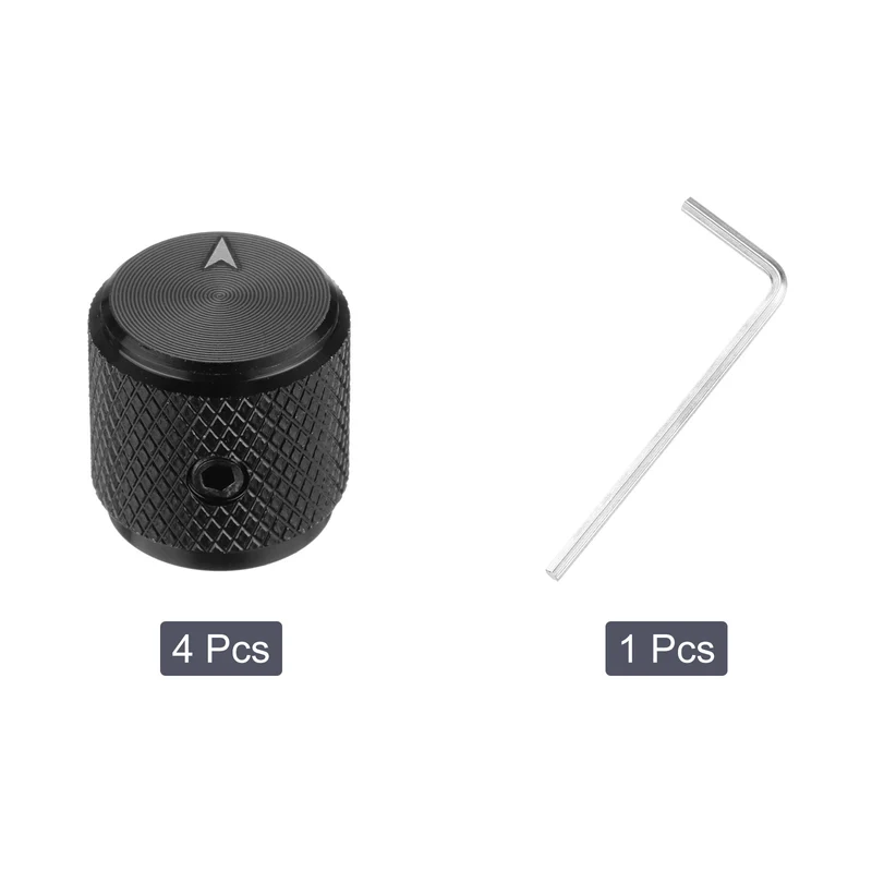 4PCS Guitar Knobs Metal Volume Tone Control Dome Knobs 1/4" x 1/2" Black