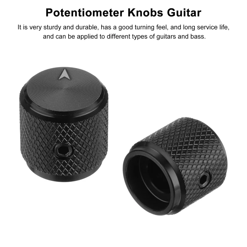 4PCS Guitar Knobs Metal Volume Tone Control Dome Knobs 1/4" x 1/2" Black