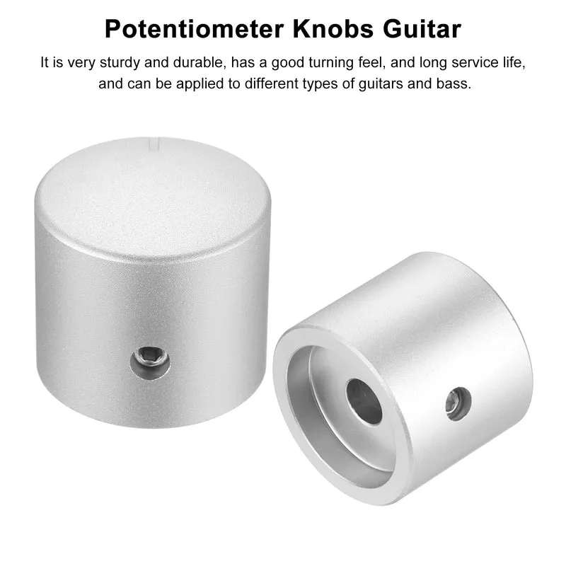 2PCS Guitar Knobs Metal, Volume Tone Control Dome Knobs 1/4" x 1", Silver