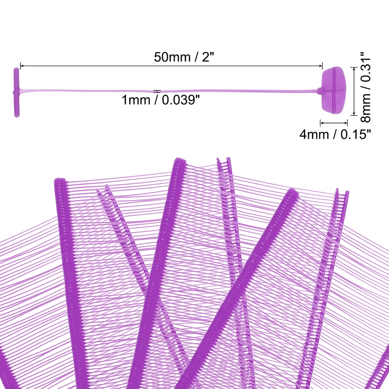 5000pcs 2" Micro Tagging Gun Fasteners Tagging Barbs Attachment Purple