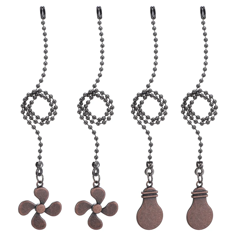 13 Inch Ceiling Fan Pull Chain Sets, 4 Pcs Fan Chains Extender, Copper Color