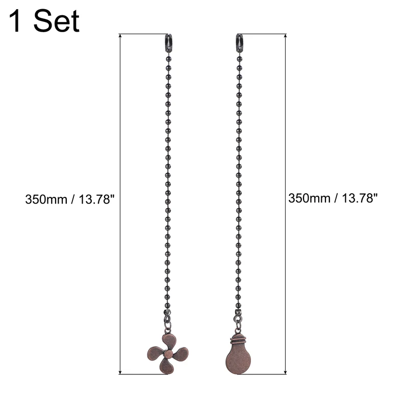 13 Inch Ceiling Fan Pull Chain Sets, 2 Pcs Fan Chains Extender, Copper Color