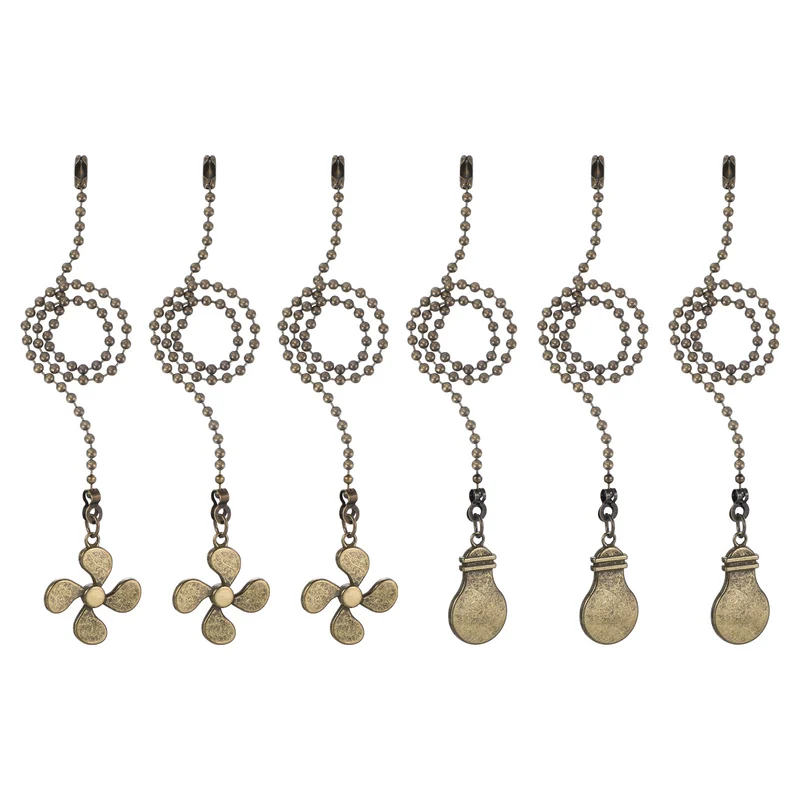 13 Inch Ceiling Fan Pull Chain Sets, 6 Pcs Fan Chains Extenders, Bronzy