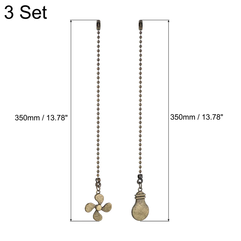 13 Inch Ceiling Fan Pull Chain Sets, 6 Pcs Fan Chains Extenders, Bronzy