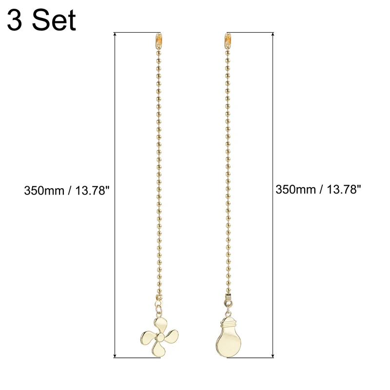 13 Inch Ceiling Fan Pull Chain Sets, 6 Pcs Fan Chains Extenders, Gold