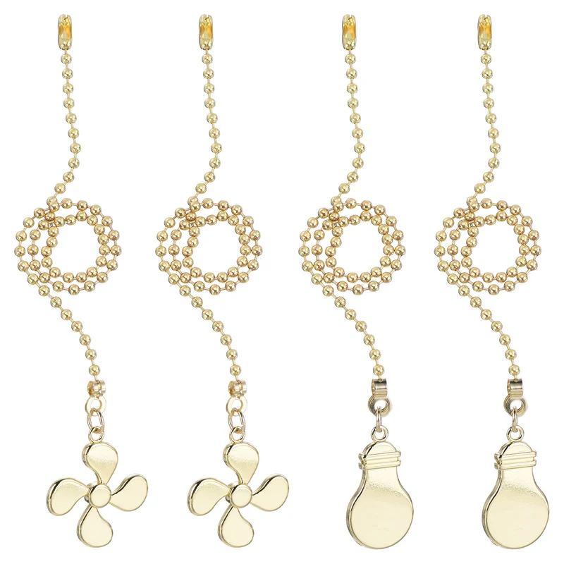 13 Inch Ceiling Fan Pull Chain Sets, 4 Pcs Fan Chains Extenders, Gold