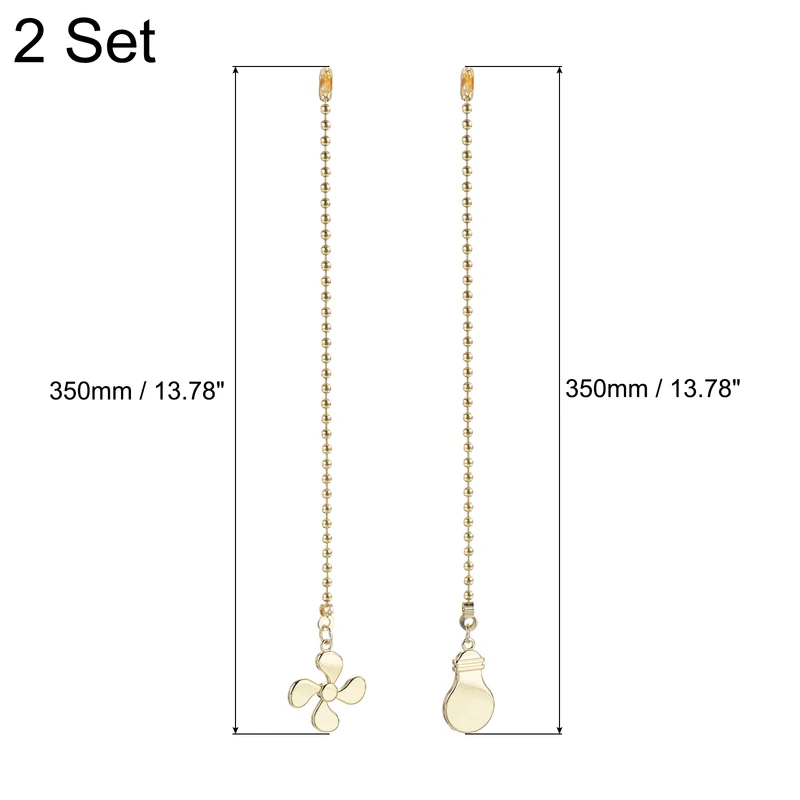13 Inch Ceiling Fan Pull Chain Sets, 4 Pcs Fan Chains Extenders, Gold