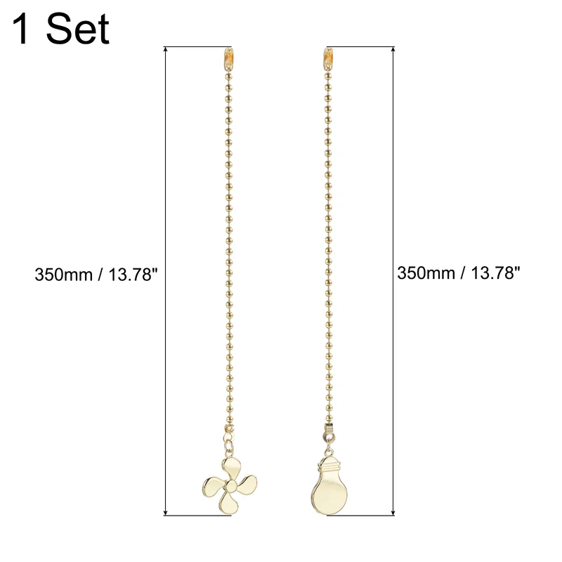 13 Inch Ceiling Fan Pull Chain Sets, 2 Pcs Fan Chains Extender , Gold