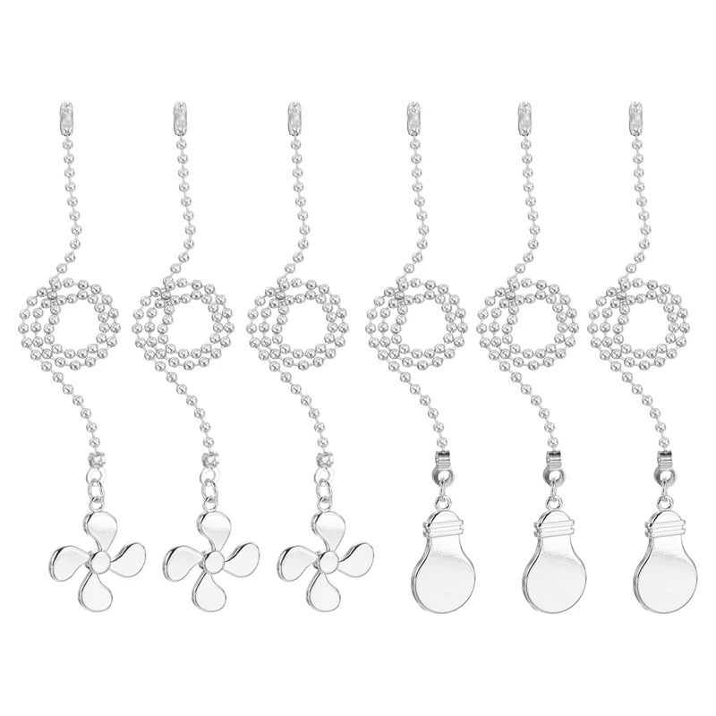 13 Inch Ceiling Fan Pull Chain Sets, 6 Pcs Fan Chains Extenders, Silver