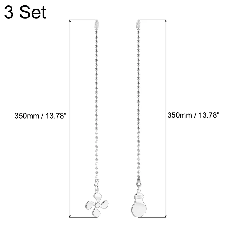 13 Inch Ceiling Fan Pull Chain Sets, 6 Pcs Fan Chains Extenders, Silver