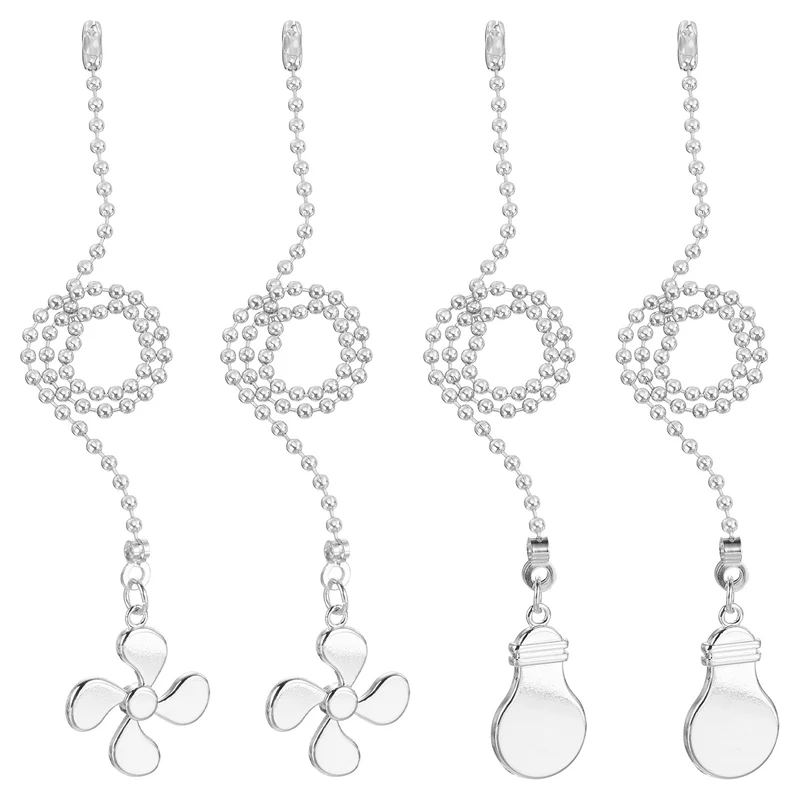 13 Inch Ceiling Fan Pull Chain Sets, 4 Pcs Fan Chains Extenders, Silver