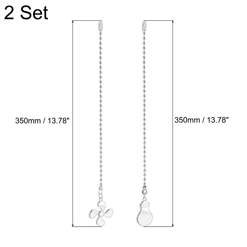 13 Inch Ceiling Fan Pull Chain Sets, 4 Pcs Fan Chains Extenders, Silver