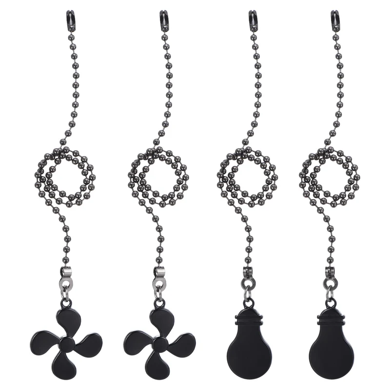 13 Inch Ceiling Fan Pull Chain Sets, 4 Pcs Fan Chains Extenders, Black