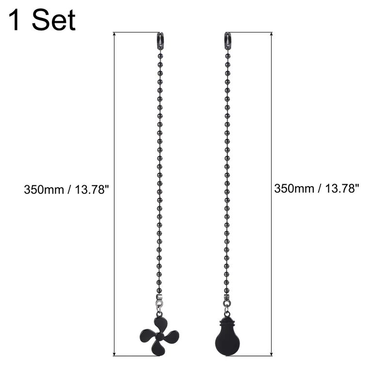 13 Inch Ceiling Fan Pull Chain Sets, 2 Pcs Fan Chains Extenders, Black