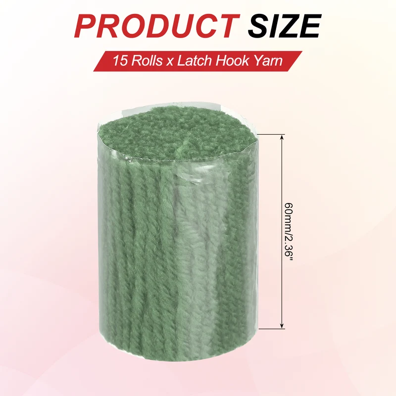 15 Rolls Latch Hook Yarn, 3mm Dark Green Latch Hook Kit Yarn Precut Hook Rugs