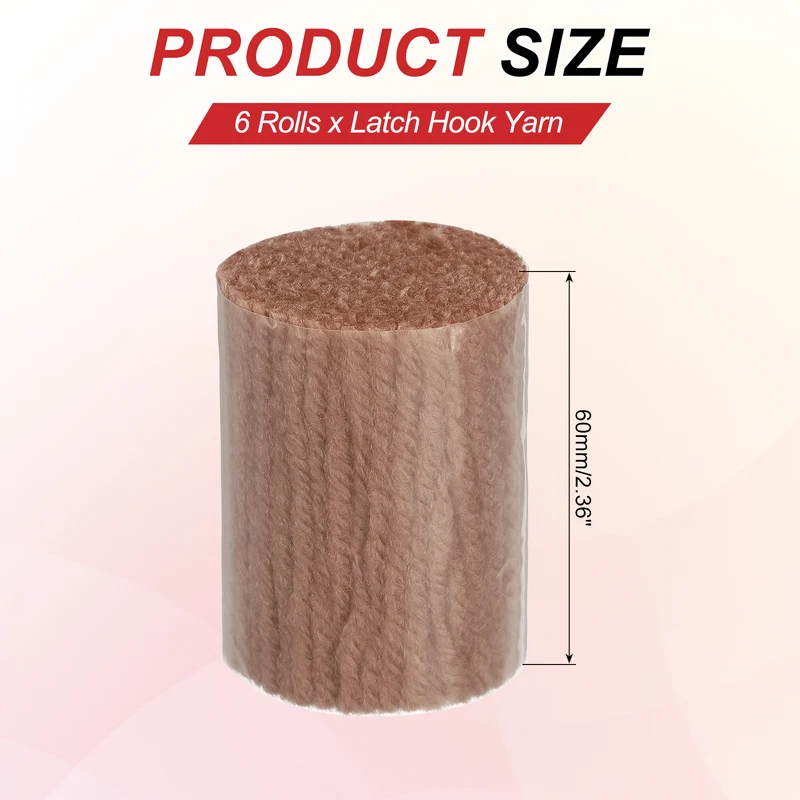 6 Rolls Latch Hook Yarn, 3mm Beige Latch Hook Kit Yarn Precut Hook Rugs Making