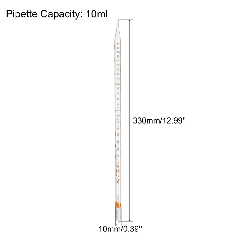 Graduated Dropper Pipettes, 1 Pcs 10ml Reusable Borosilicate Glass Pipette for Transfer Liquid for Laboratory, Chemistry, Clear