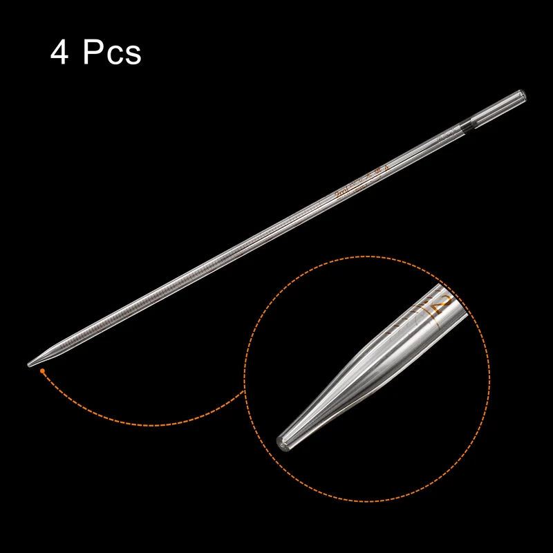 4 Pcs Graduated Dropper Pipettes 2ml Borosilicate Glass Pipette Clear