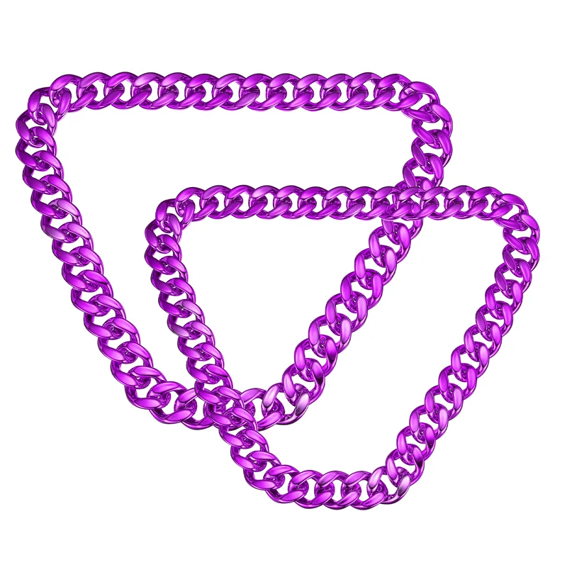 Plastic Hip Hop Chain Necklace 2Pcs 31"/35" Men's Chunky Fake Chain Purple