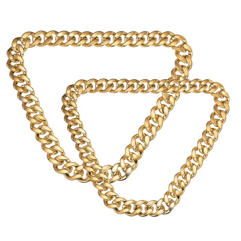 Plastic Hip Hop Chain Necklace 2Pcs 31"/35" Men's Chunky Fake Chain Rose Gold