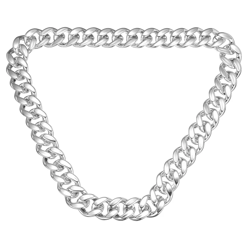 Plastic Hip Hop Chain Necklace 39" Men's Chunky Fake Chain Silver