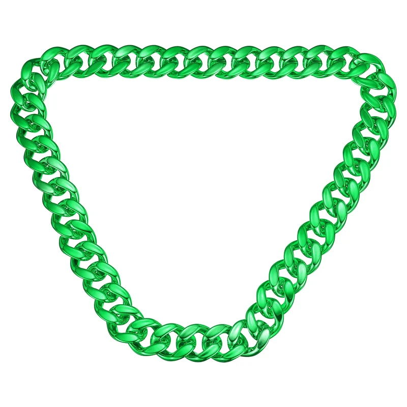 Plastic Hip Hop Chain Necklace 39" Men's Chunky Fake Chain Green