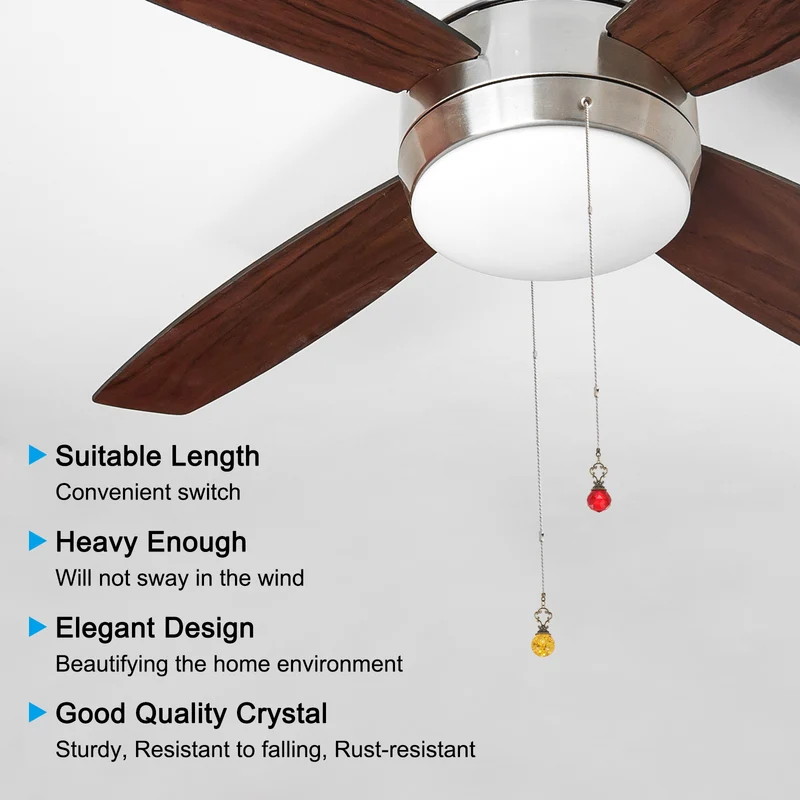 4 Pcs 22" Crystal Ceiling Fan Pull Chain, Pink ( Ball)