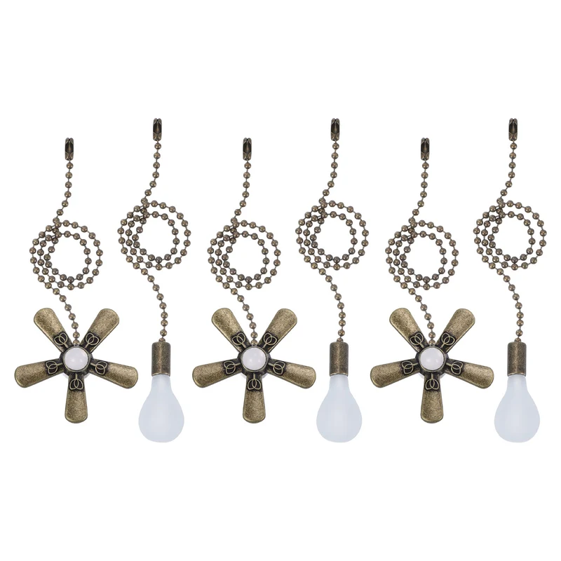 13 Inch Ceiling Fan Pull Chain Sets, 6 Pcs Fan Chain Extender, Bronzy
