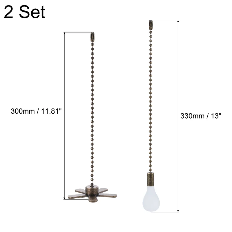 13 Inch Ceiling Fan Pull Chain Sets, 4 Pcs Fan Chain Extender, Bronzy