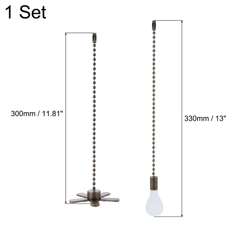 13 Inch Ceiling Fan Pull Chain Sets, 2 Pcs Fan Chain Extender, Bronzy