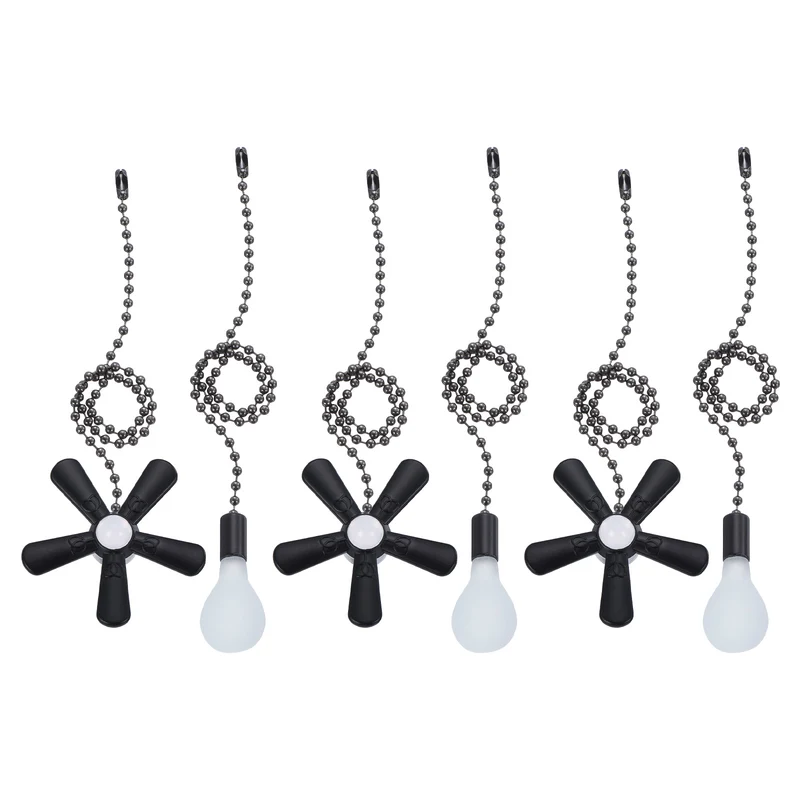 13 Inch Ceiling Fan Pull Chain Sets, 6 Pcs Fan Chain Extender, Black