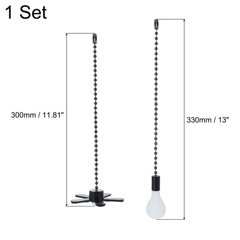 13 Inch Ceiling Fan Pull Chain Sets, 2 Pcs Fan Chains Extender, Black